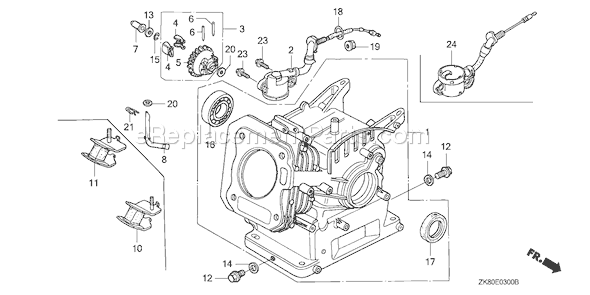 Honda GX160K1 (Type AR/A)(VIN# GC02-8670001-9099999) Small Engine Page H Diagram