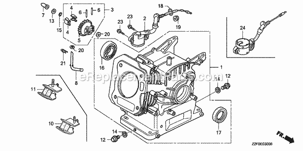 Honda GX160K1 (Type HG12/A)(VIN# GCAAK-1000001-9999999) Small Engine Page B Diagram
