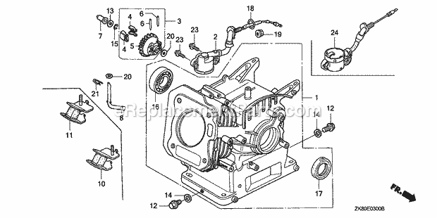 Honda GX160K1 (Type HX/A)(VIN# GC02-8670001-9099999) Small Engine Page B Diagram