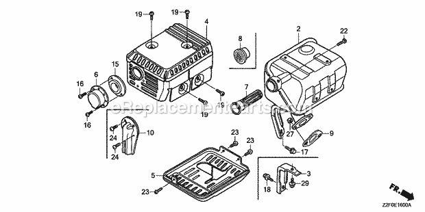 Honda GX160K1 (Type LX2/B)(VIN# GCAAK-1000001-9999999) Small Engine Page K Diagram