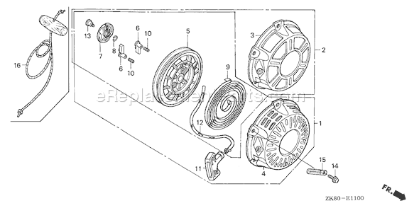 Honda GX160K1 (Type QCB2/A)(VIN# GC02-8670001-9099999) Small Engine Page P Diagram