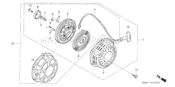 Honda GX160K1 (Type QCB2/A)(VIN# GC02-8670001-9099999) Small Engine Page Q Diagram