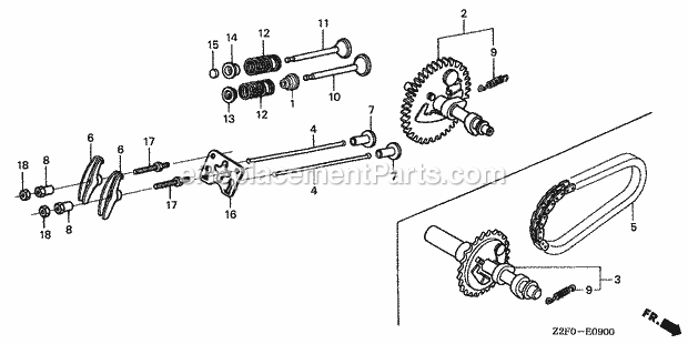 Honda GX160K1 (Type QCB2/B)(VIN# GCAAK-1000001-9999999) Small Engine Page F Diagram