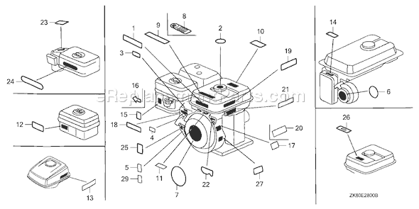 Honda GX160K1 (Type QX22/A)(VIN# GC02-8670001-9099999) Small Engine Page M Diagram