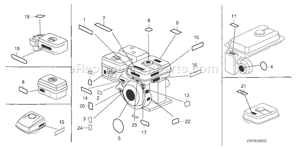 Honda GX160K1 (Type QX/B)(VIN# GCAAK-1000001-9099999) Small Engine Page M Diagram