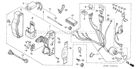 Honda GX160K1 (Type QXE2)(VIN# GC02-8670001-9099999) Small Engine Page E Diagram