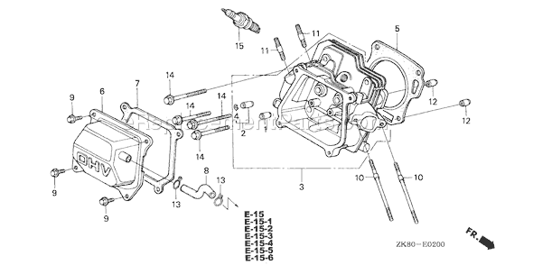 Honda GX160K1 (Type RH2/A)(VIN# GC02-8670001-9099999) Small Engine Page H Diagram