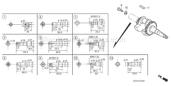 Honda GX160T1 (Type VWA2)(VIN# GCABT-1000001-9999999) Small Engine Page F Diagram