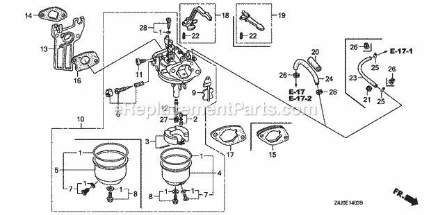 Honda GX160U1 (Type AR)(VIN# GCACK-1000001-9999999) Small Engine Page I Diagram