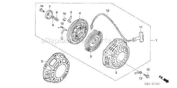 Honda GX160U1 (Type QH2)(VIN# GCACK-1000001) Small Engine Page Q Diagram