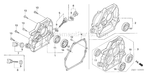 Honda GX160U1 (Type RHG4)(VIN# GCACK-1000001) Small Engine Page E Diagram