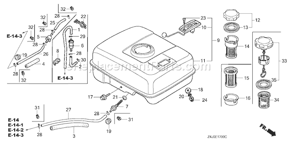 Honda GX160U1 (Type RX4)(VIN# GCACK-1000001) Small Engine Page K Diagram