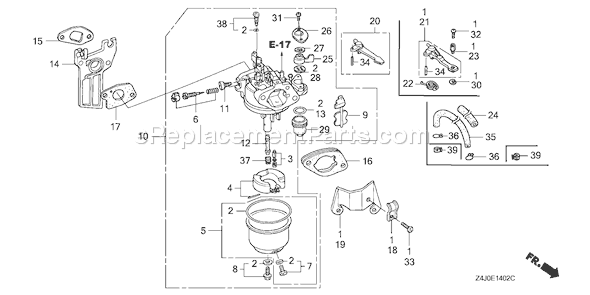 Honda GX160U1 (Type VG29)(VIN# GCACK-1000001-9999999) Small Engine Page C Diagram