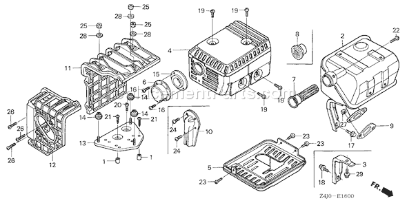 Honda GX160U1 (Type VXU1)(VIN# GCACK-1000001-9999999) Small Engine Page O Diagram