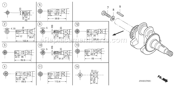 Honda GX200T (Type LX2)(VIN# GCACT-1000001-9999999) Small Engine Page F Diagram