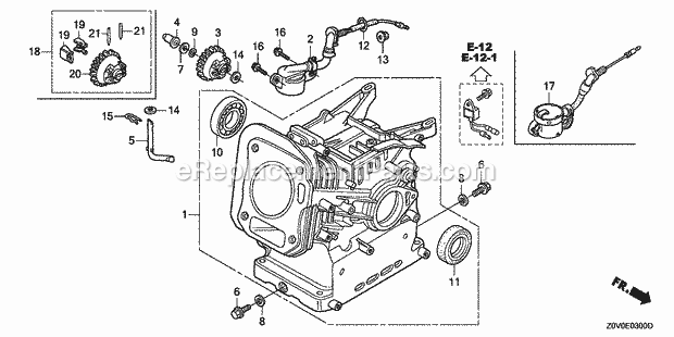 Honda GX200T (Type VX2)(VIN# GCACT-1000001-9999999) Small Engine Page B Diagram