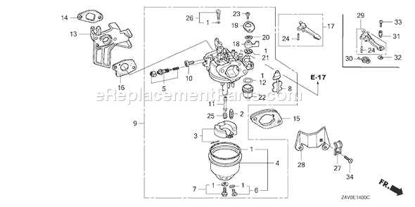 Honda GX200UT (Type HX2)(VIN# GCAHT-1000001) Small Engine Page C Diagram