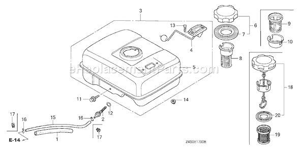 Honda GX200U (Type HX26)(VIN# GCAJK-1000001) Small Engine Page K Diagram