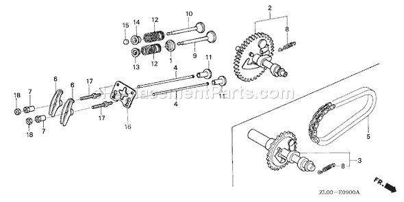 Honda GX200 (Type HX)(VIN# GCAE-1000001-1899999) Small Engine Page B Diagram