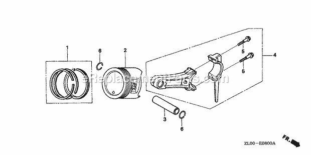 Honda GX200 (Type HX)(VIN# GCAE-1000001-1899999) Small Engine Page E Diagram