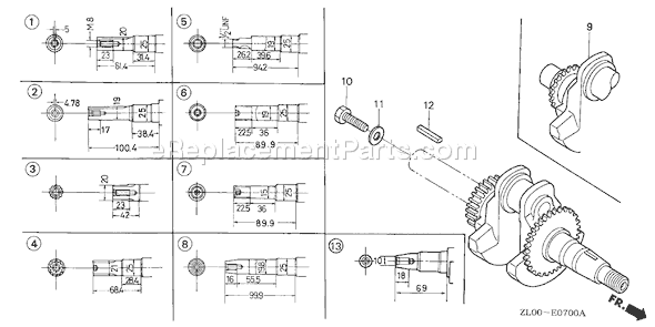 Honda GX200 (Type HX)(VIN# GCAE-1000001-1899999) Small Engine Page F Diagram