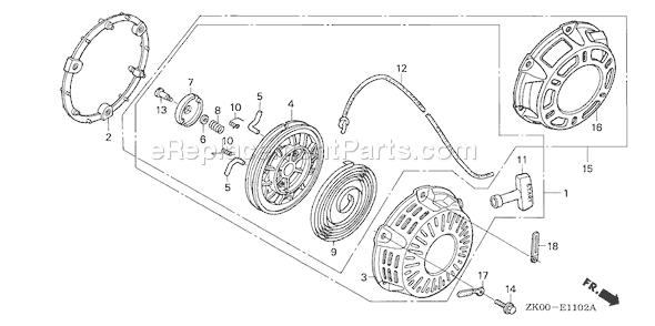 Honda GX200 (Type HX/A)(VIN# GCAE-1900001) Small Engine Page Q Diagram