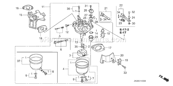 Honda GX200 (Type HX/A)(VIN# GCAE-1900001) Small Engine Page C Diagram