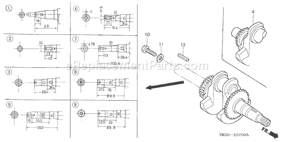 Honda GX200 (Type HX/A)(VIN# GCAE-1900001) Small Engine Page F Diagram