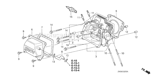 Honda GX200 (Type HX/A)(VIN# GCAE-1900001) Small Engine Page H Diagram