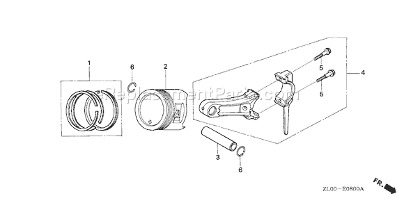 Honda GX200 (Type QD)(VIN# GCAE-1000001-1899999) Small Engine Page O Diagram