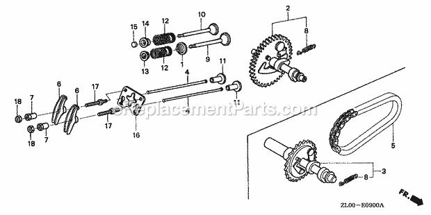 Honda GX200 (Type QD)(VIN# GCAE-1000001-1899999) Small Engine Page F Diagram