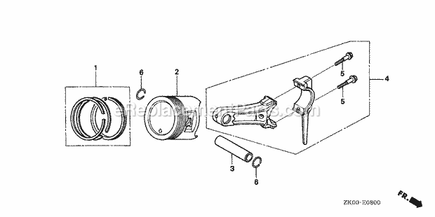 Honda GX200 (Type QXB2/A)(VIN# GCAE-1900001-8999999) Small Engine Page E Diagram