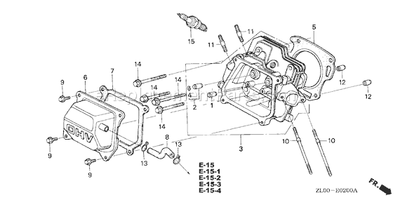 Honda GX200 (Type QXC9)(VIN# GCAE-1000001-1899999) Small Engine Page H Diagram