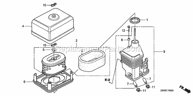 Honda GX200 (Type SM12/A)(VIN# GCAE-1900001-8999999) Small Engine Page K Diagram