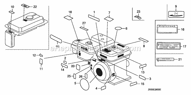 Honda GX200 (Type SM12/A)(VIN# GCAE-1900001-8999999) Small Engine Page Q Diagram