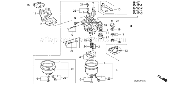 Honda GX240K1 (Type QA2/A)(VIN# GC04-4400001-9999999) Small Engine Page C Diagram