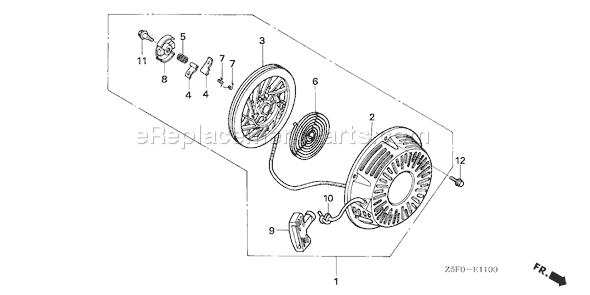 Honda GX240U1 (Type QXB9)(VIN# GCAKK-1000001) Small Engine Page Q Diagram