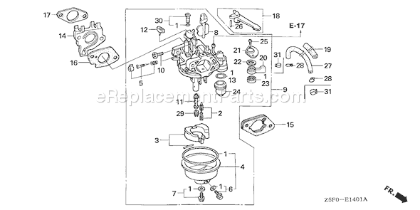 Honda GX240U1 (Type QXB9)(VIN# GCAKK-1000001) Small Engine Page C Diagram