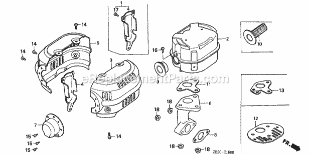 Honda GX240 (Type QXC)(VIN# GC04-1000001-1528199) Small Engine Page K Diagram