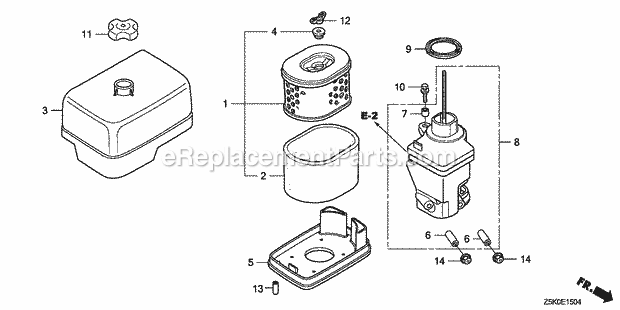 Honda GX270RT2 (Type RDG4)(VIN# GCBGT-1000001-9999999) Engine Air_Cleaner_(5) Diagram