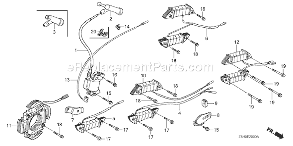 Honda GX270U (Type RHE4)(VIN# GCALK-1000001) Small Engine Page M Diagram