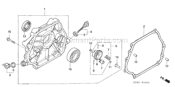 Honda GX270U (Type RHE4)(VIN# GCALK-1000001) Small Engine Page F Diagram