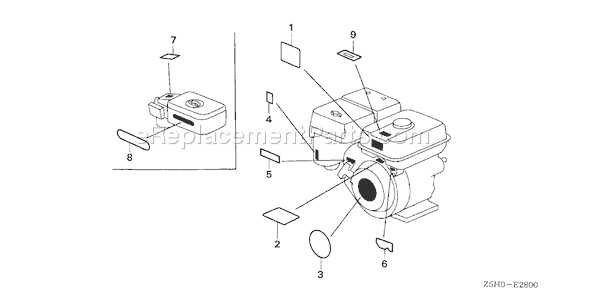 Honda GX270U (Type VXB9)(VIN# GCALK-1000001) Small Engine Page M Diagram