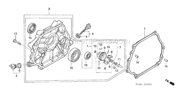 Honda GX270U (Type VXB9)(VIN# GCALK-1000001) Small Engine Page E Diagram