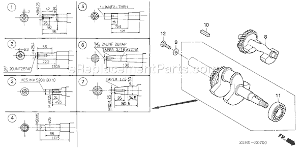 Honda GX270U (Type VXE7)(VIN# GCALK-1000001) Small Engine Page G Diagram