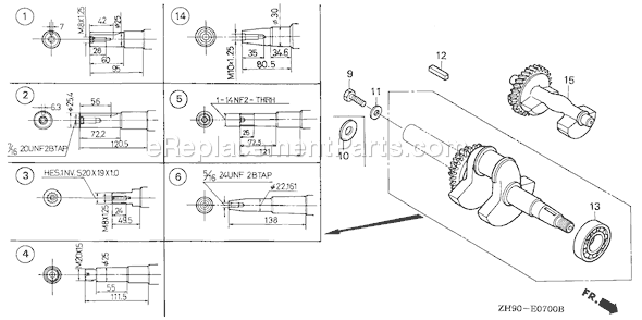 Honda GX270 (Type VMA4)(VIN# GCAB-2000001-9999999) Small Engine Page F Diagram