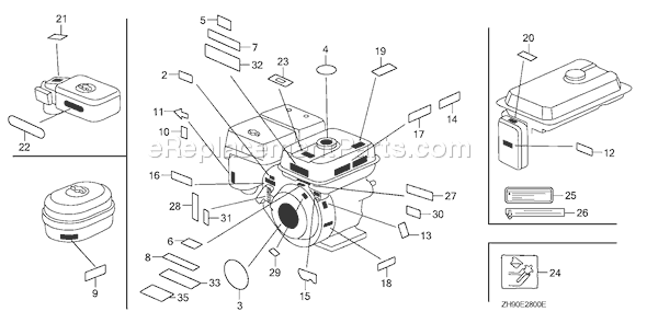 Honda GX270 (Type VXP/A)(VIN# GDAD-1100001) Small Engine Page L Diagram