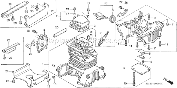 Honda GX31 (Type SA2/A)(VIN# GCAG-2100001-9999999) Small Engine Page F Diagram