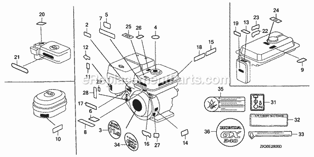 Honda GX340K1 (Type HA2)(VIN# GC05-2000001-3599999) Small Engine Page Q Diagram