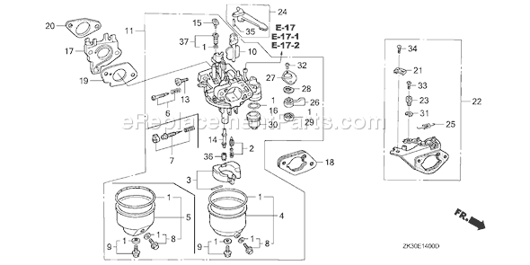 Honda GX340K1 (Type HA2)(VIN# GC05-2000001-3599999) Small Engine Page C Diagram